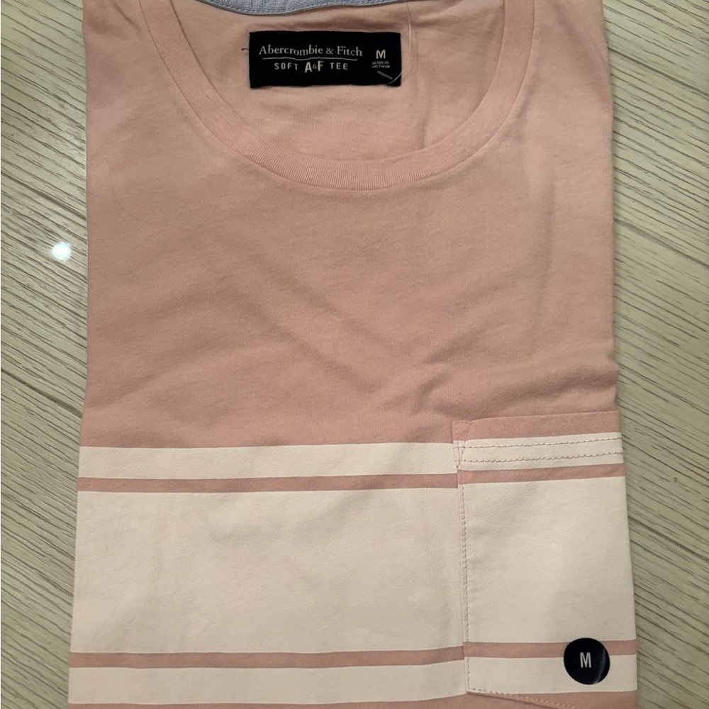 Abercrombie & Fitch Men's Light Pink Striped Tee